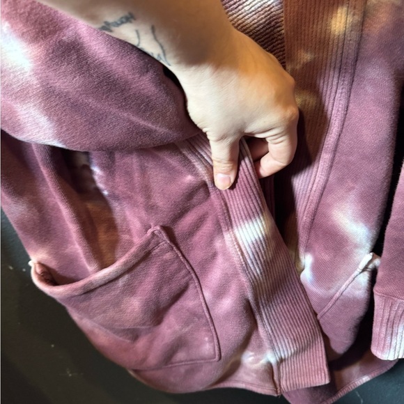 JoyLab Pink White Tie Dye Sweatshirt Cardigan Size Medium - Picture 3 of 5